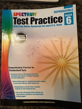 Spectrum Grade 6 Test Practice Workbook Age 10 - 11 Math, Language  & Reading